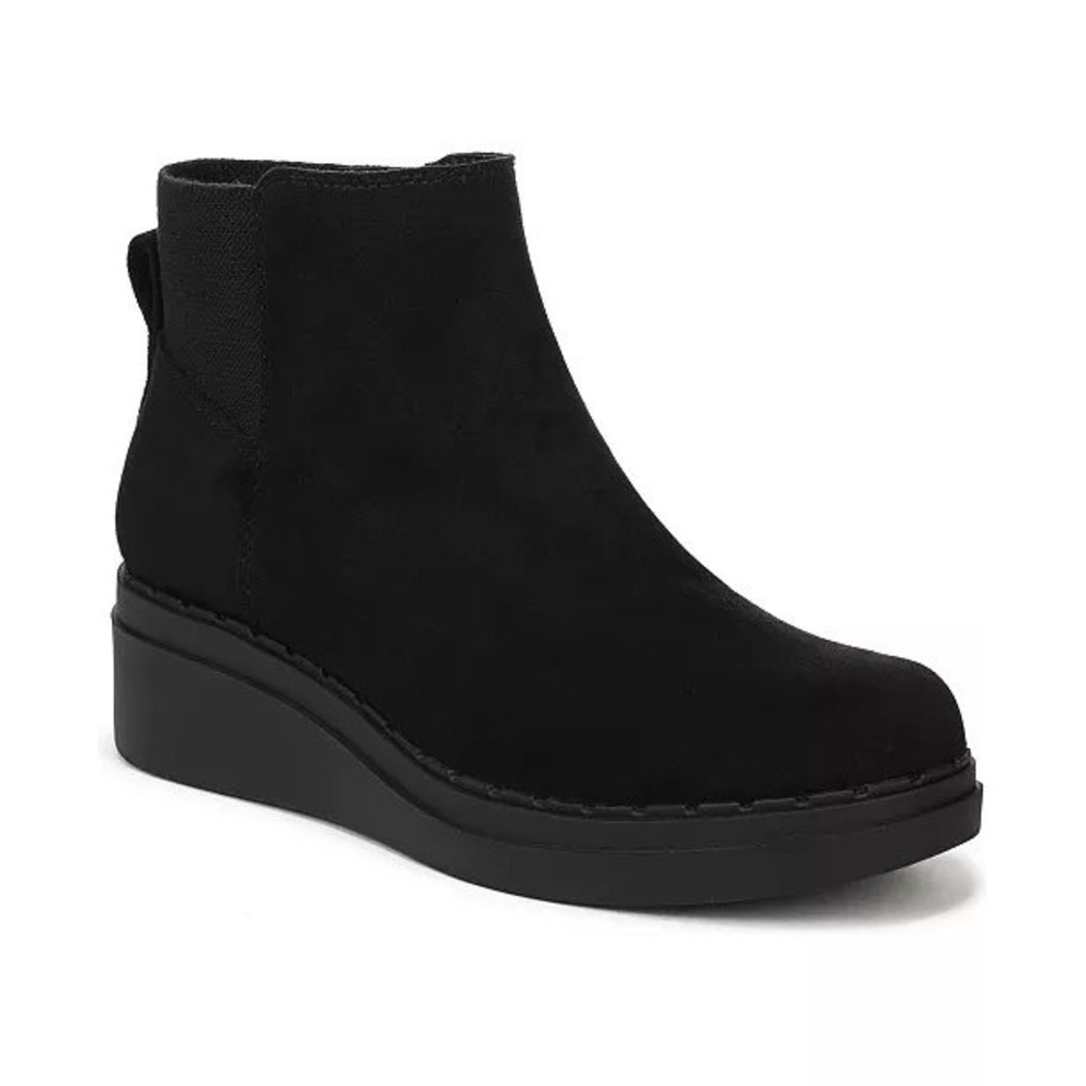 LifeStride Dubliner Black Microfiber Wedge Ankle Zip Short Boots Womens 5 M NEW